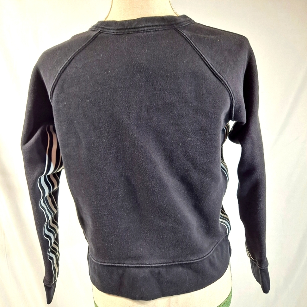 Athleta Black And White Striped Racer Cropped Sweatshirt - Picture 3 of 7